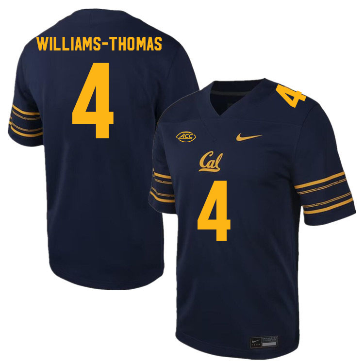 Men #4 Justin Williams-Thomas California Golden Bears ACC Conference College Football Jerseys Stitch